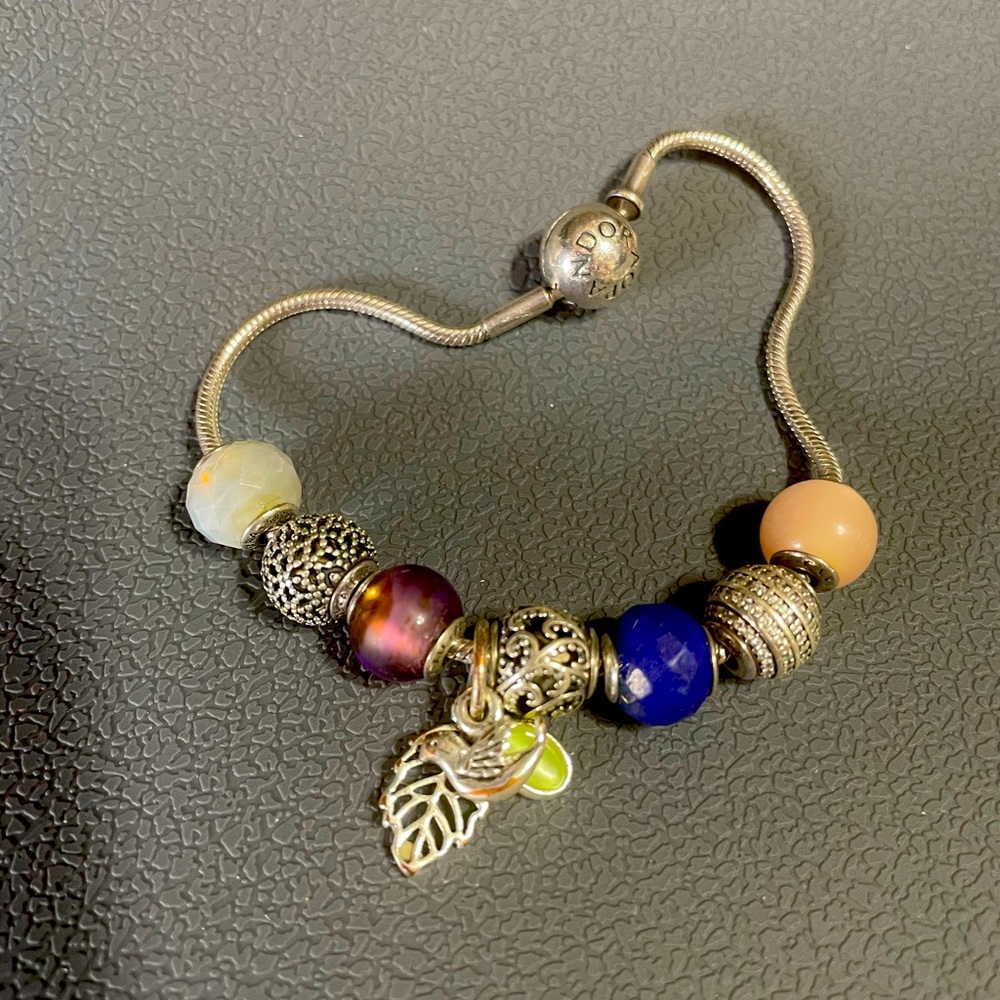 Pandora small bracelet with charms.